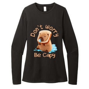 Capybara DonT Worry Be Capy Distressed Cute Womens CVC Long Sleeve Shirt