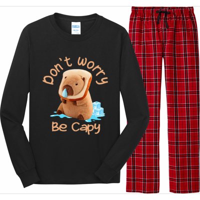 Capybara DonT Worry Be Capy Distressed Cute Long Sleeve Pajama Set