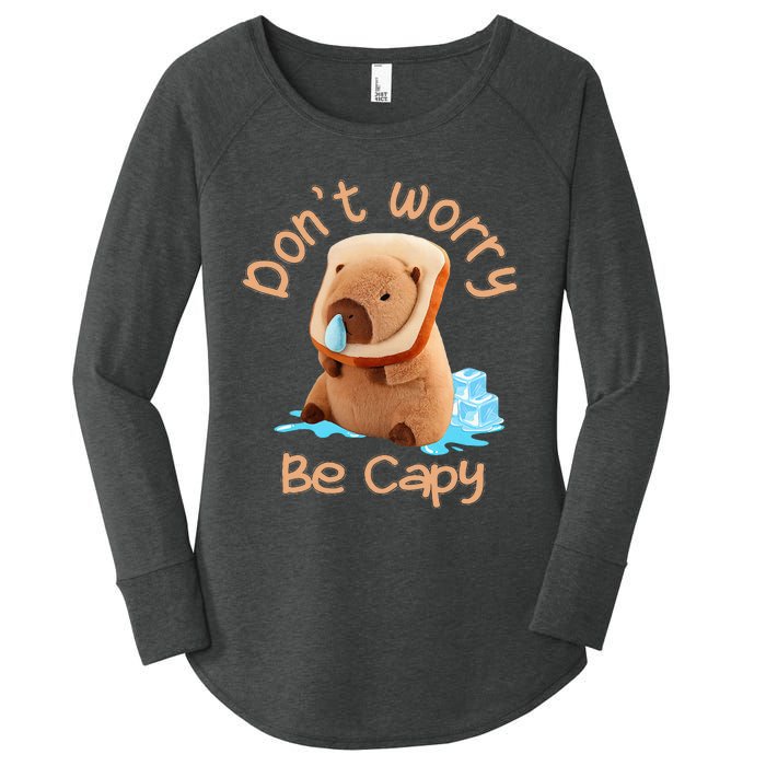 Capybara DonT Worry Be Capy Distressed Cute Women's Perfect Tri Tunic Long Sleeve Shirt