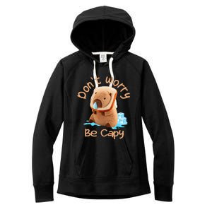 Capybara DonT Worry Be Capy Distressed Cute Women's Fleece Hoodie