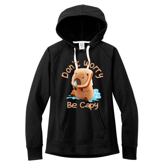 Capybara DonT Worry Be Capy Distressed Cute Women's Fleece Hoodie