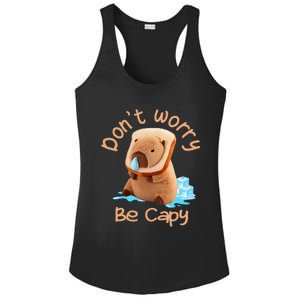 Capybara DonT Worry Be Capy Distressed Cute Ladies PosiCharge Competitor Racerback Tank