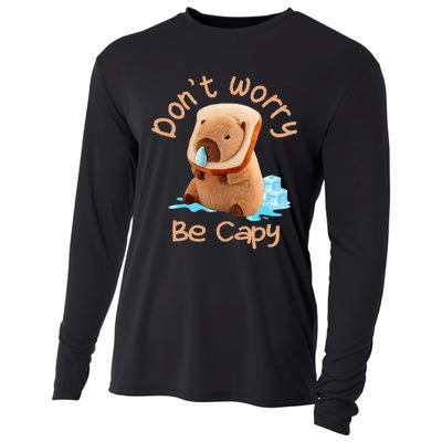 Capybara DonT Worry Be Capy Distressed Cute Cooling Performance Long Sleeve Crew