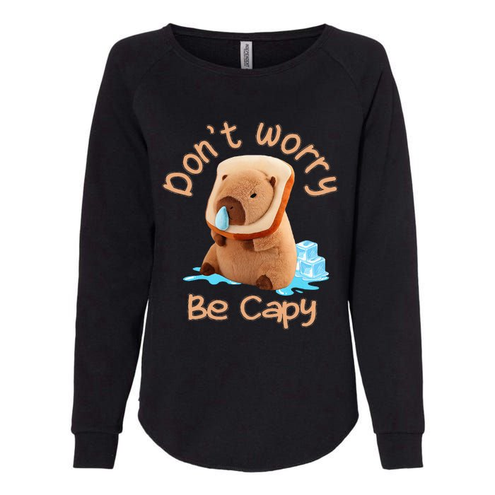 Capybara DonT Worry Be Capy Distressed Cute Womens California Wash Sweatshirt