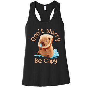 Capybara DonT Worry Be Capy Distressed Cute Women's Racerback Tank