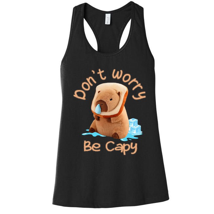 Capybara DonT Worry Be Capy Distressed Cute Women's Racerback Tank