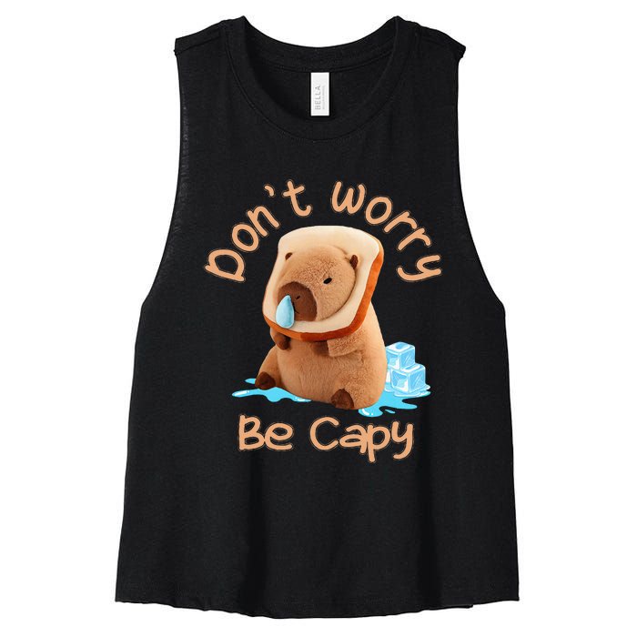 Capybara DonT Worry Be Capy Distressed Cute Women's Racerback Cropped Tank