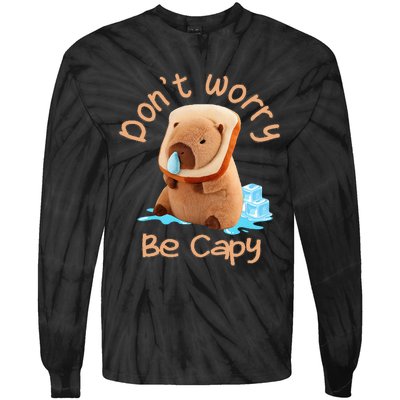 Capybara DonT Worry Be Capy Distressed Cute Tie-Dye Long Sleeve Shirt