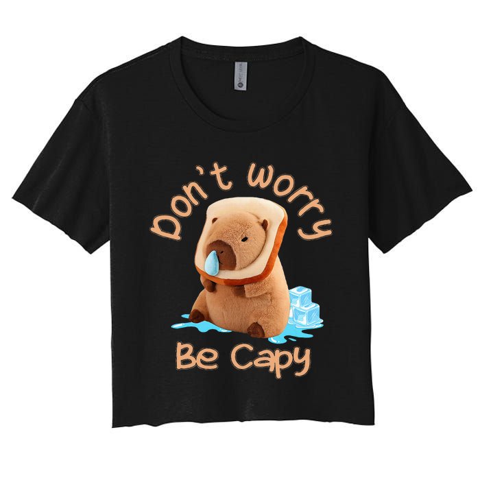 Capybara DonT Worry Be Capy Distressed Cute Women's Crop Top Tee