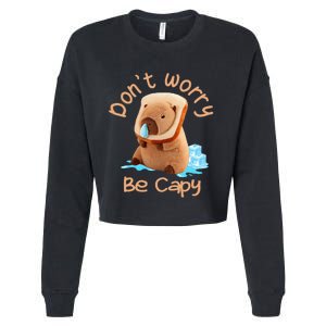 Capybara DonT Worry Be Capy Distressed Cute Cropped Pullover Crew