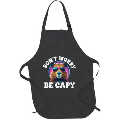 Capybara DonT Worry Be Capy Funny Retro Cool Capybara Full-Length Apron With Pockets