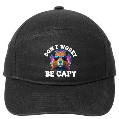Capybara DonT Worry Be Capy Funny Retro Cool Capybara 7-Panel Snapback Hat