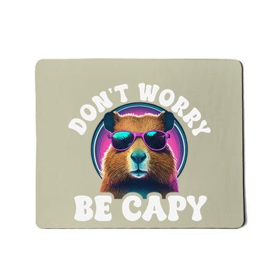Capybara DonT Worry Be Capy Funny Retro Cool Capybara Mousepad