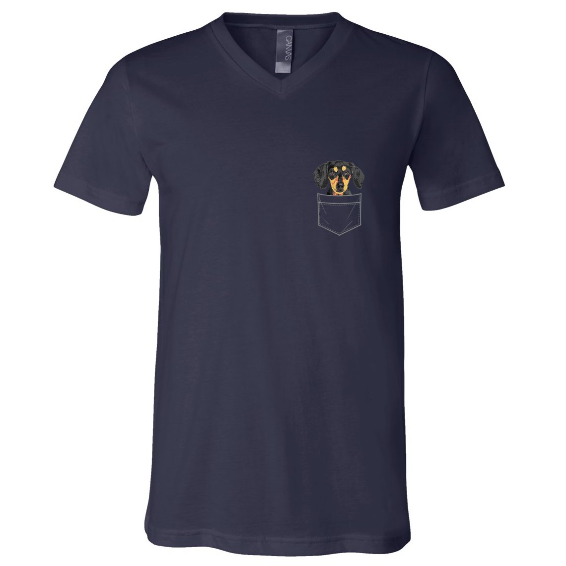 Cute Doxie Wiener Dog Puppy Pocket Gift Cool Dachshund V-Neck T-Shirt