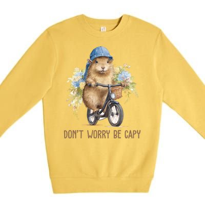 Capybara Dont Worry Be Capy Premium Crewneck Sweatshirt