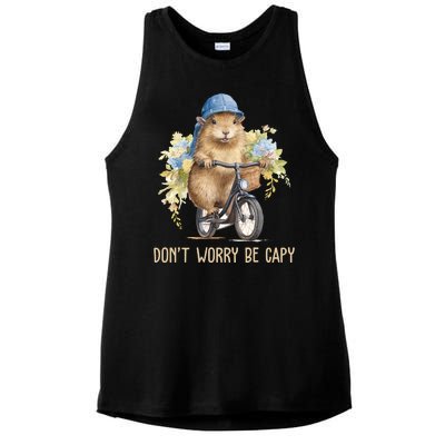 Capybara Dont Worry Be Capy Ladies PosiCharge Tri-Blend Wicking Tank