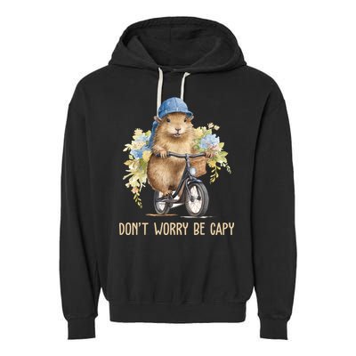 Capybara Dont Worry Be Capy Garment-Dyed Fleece Hoodie