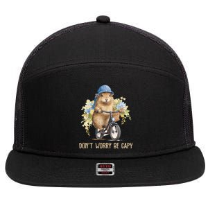 Capybara Dont Worry Be Capy 7 Panel Mesh Trucker Snapback Hat