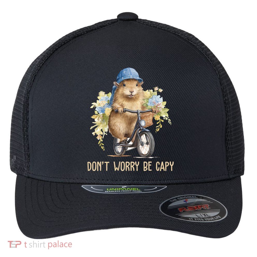 Capybara Dont Worry Be Capy Flexfit Unipanel Trucker Cap