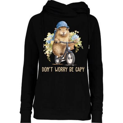 Capybara Dont Worry Be Capy Womens Funnel Neck Pullover Hood