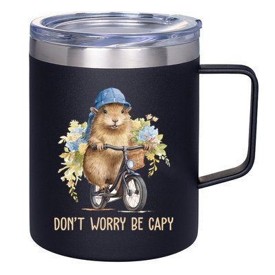 Capybara Dont Worry Be Capy 12oz Stainless Steel Coffee Mug