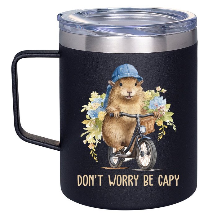 Capybara Dont Worry Be Capy 12oz Stainless Steel Coffee Mug