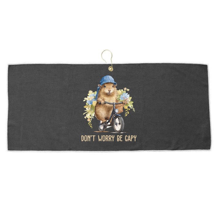 Capybara Dont Worry Be Capy Large Microfiber Waffle Golf Towel