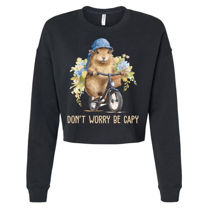 Capybara Dont Worry Be Capy Cropped Pullover Crew