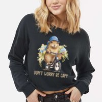 Capybara Dont Worry Be Capy Cropped Pullover Crew