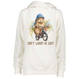 Capybara Dont Worry Be Capy Womens Funnel Neck Pullover Hood