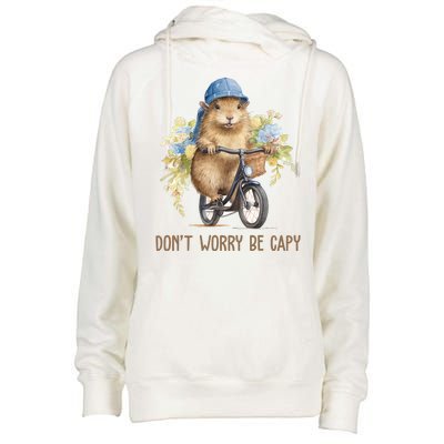 Capybara Dont Worry Be Capy Womens Funnel Neck Pullover Hood