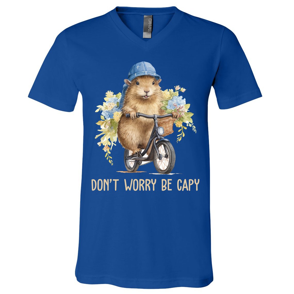 Capybara Dont Worry Be Capy V-Neck T-Shirt