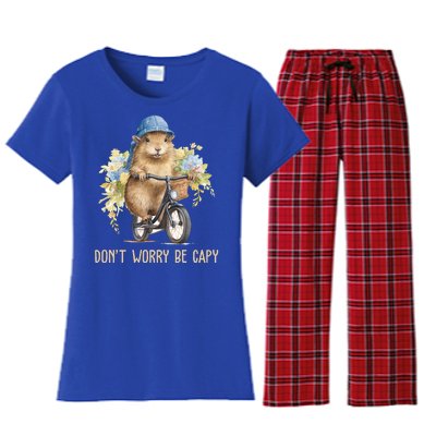 Capybara Dont Worry Be Capy Women's Flannel Pajama Set