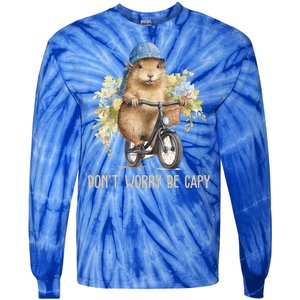 Capybara Dont Worry Be Capy Tie-Dye Long Sleeve Shirt