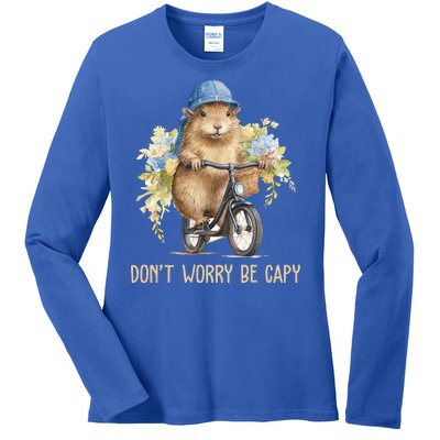 Capybara Dont Worry Be Capy Ladies Long Sleeve Shirt