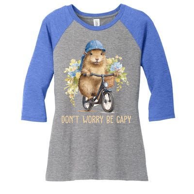 Capybara Dont Worry Be Capy Women's Tri-Blend 3/4-Sleeve Raglan Shirt