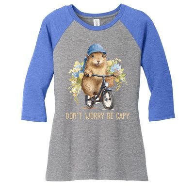 Capybara Dont Worry Be Capy Women's Tri-Blend 3/4-Sleeve Raglan Shirt