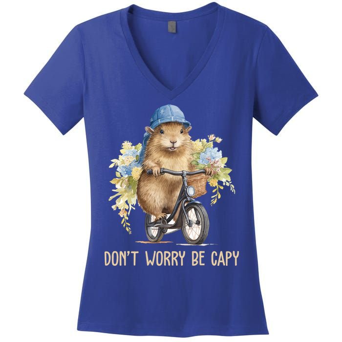 Capybara Dont Worry Be Capy Women's V-Neck T-Shirt