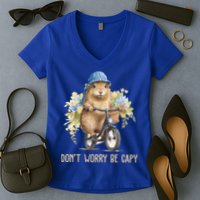 Capybara Dont Worry Be Capy Women's V-Neck T-Shirt