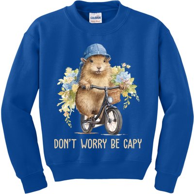 Capybara Dont Worry Be Capy Kids Sweatshirt