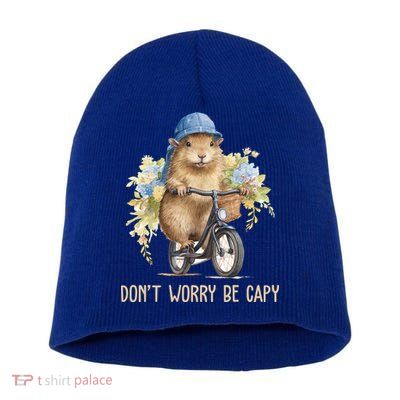 Capybara Dont Worry Be Capy Short Acrylic Beanie