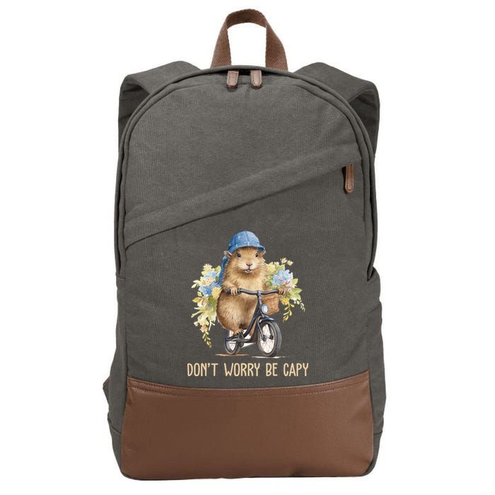 Capybara Dont Worry Be Capy Cotton Canvas Backpack