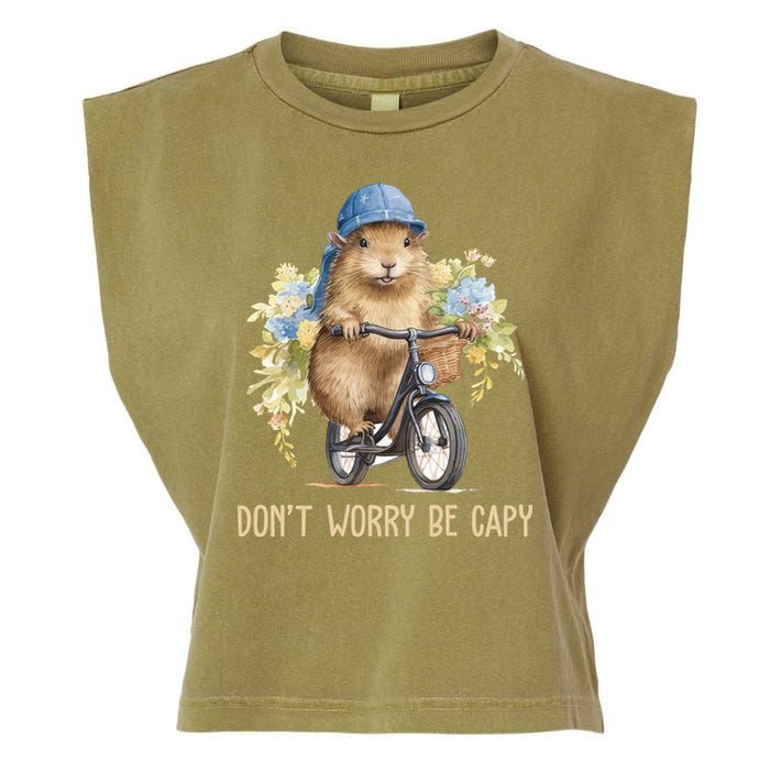 Capybara Dont Worry Be Capy Garment-Dyed Women's Muscle Tee