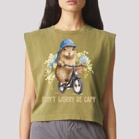 Capybara Dont Worry Be Capy Garment-Dyed Women's Muscle Tee