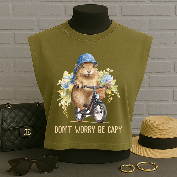 Capybara Dont Worry Be Capy Garment-Dyed Women's Muscle Tee
