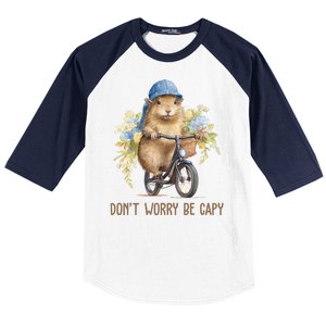 Capybara Dont Worry Be Capy Baseball Sleeve Shirt