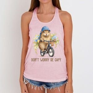 Capybara Dont Worry Be Capy Women's Knotted Racerback Tank