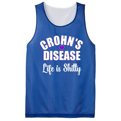 Crohn's Disease Warrior Awareness Funny Life Is Shitty Gift Mesh Reversible Basketball Jersey Tank