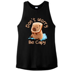 Capybara Dont Worry Be Capy Distressed Capybara Lovers Cute Animal Gift Ladies PosiCharge Tri-Blend Wicking Tank