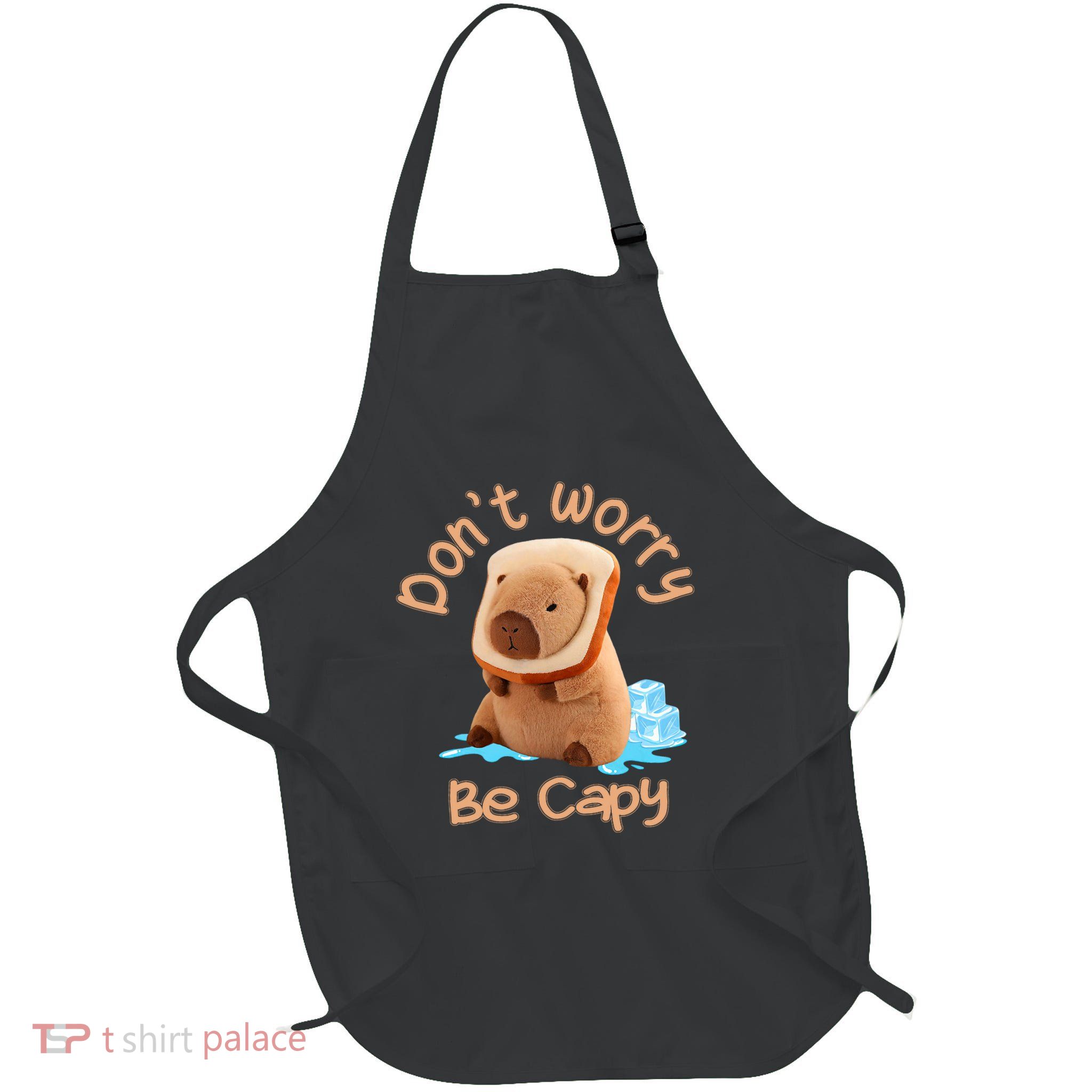 Capybara Dont Worry Be Capy Distressed Capybara Lovers Cute Animal Gift Full-Length Apron With Pockets